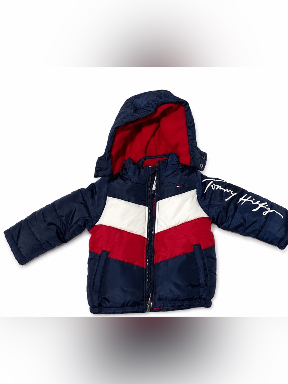 NWT Tommy Hilfiger Boys 2T Puffer Jacket Fleece Lined Hooded Winter Coat
